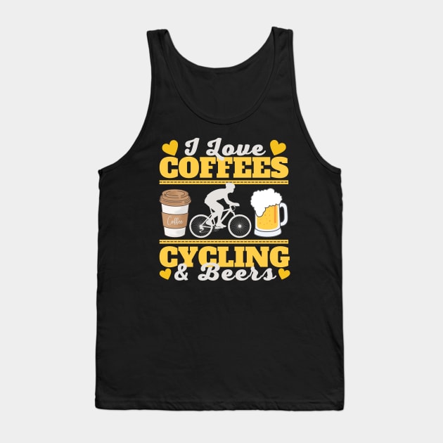 I Love Coffees, Cycling and Beers Tank Top by Owl Canvas
